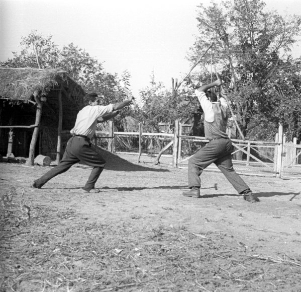 Kettes botoló. Nyírvasvári, 1956.